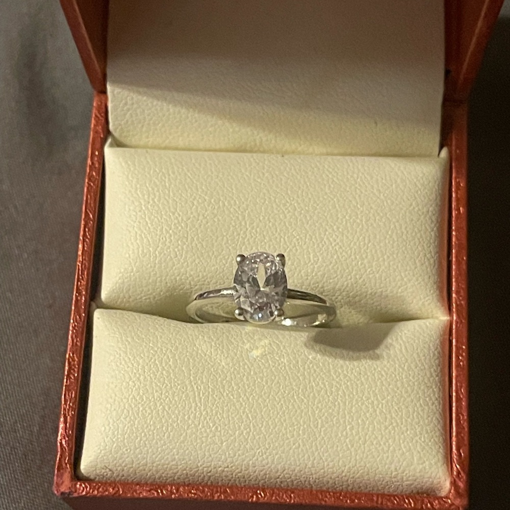 Sterling Silver Oval Moissanite Ring
